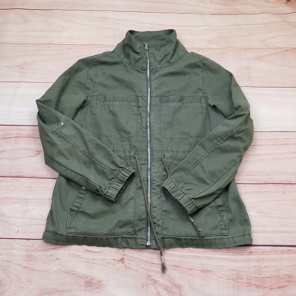 Old Navy Jacket Womens Small Olive Green Cotton Utility Field Full Zip Canvas